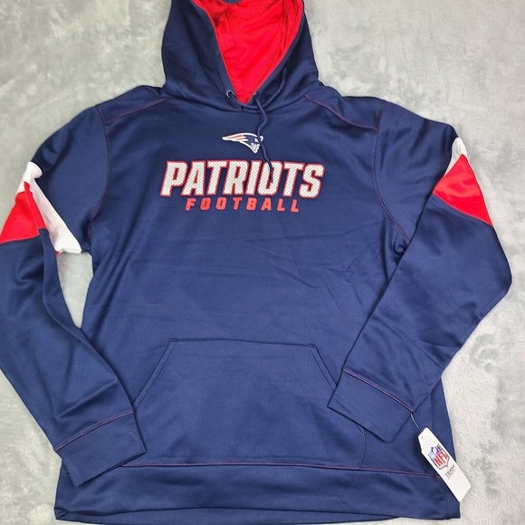 NWT NFL Team Apparel New England Patriots Mens Logo Wordmark Hoodie 2XL Navy $70 - Picture 1 of 10
